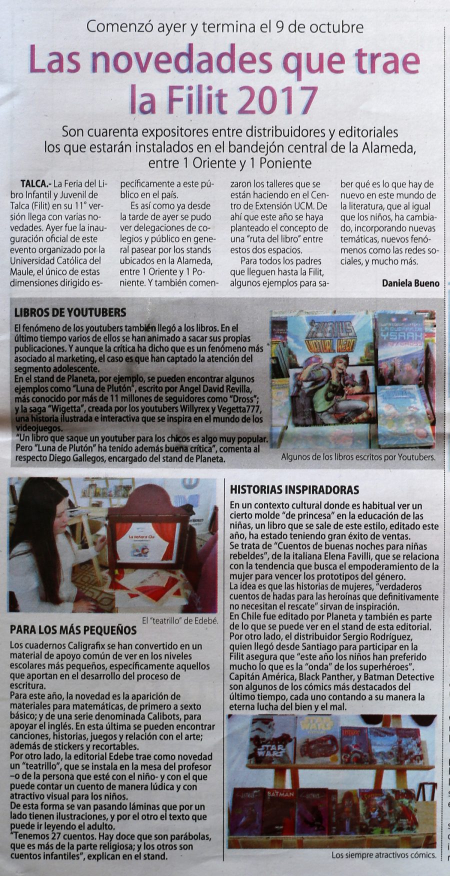 29 de septiembre en Diario El Centro: “Las novedades que trae la FILIT 2017”