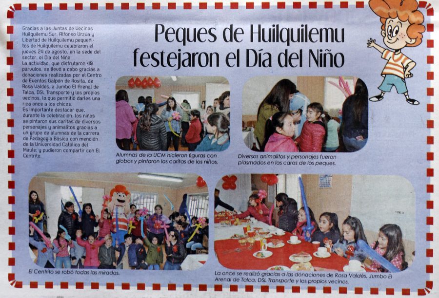 30 de agosto en Diario El Centro: “Peques de Huilquilemu festejaron el Día del Niño”