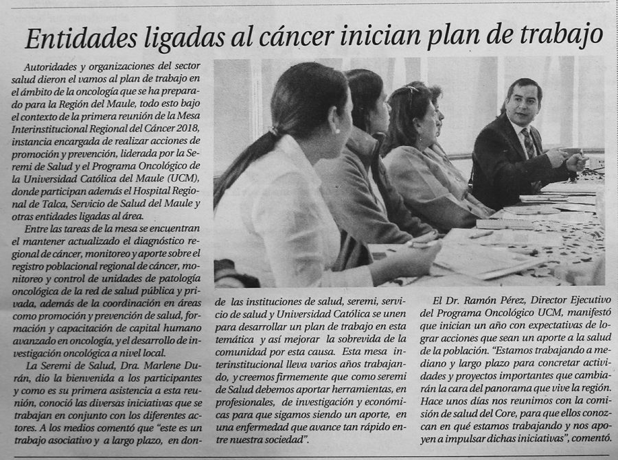31 de marzo en Diario El Centro: “Entidades ligadas al cáncer inician plan de trabajos”