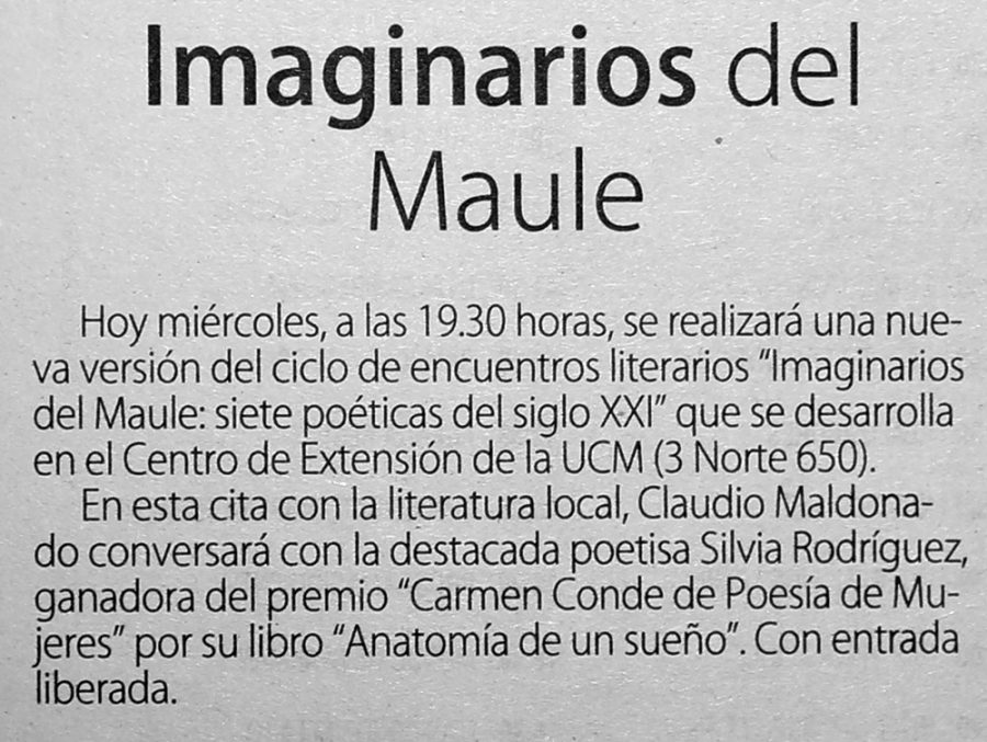 31 de mayo en Diario El Centro: “Imaginarios del Maule”