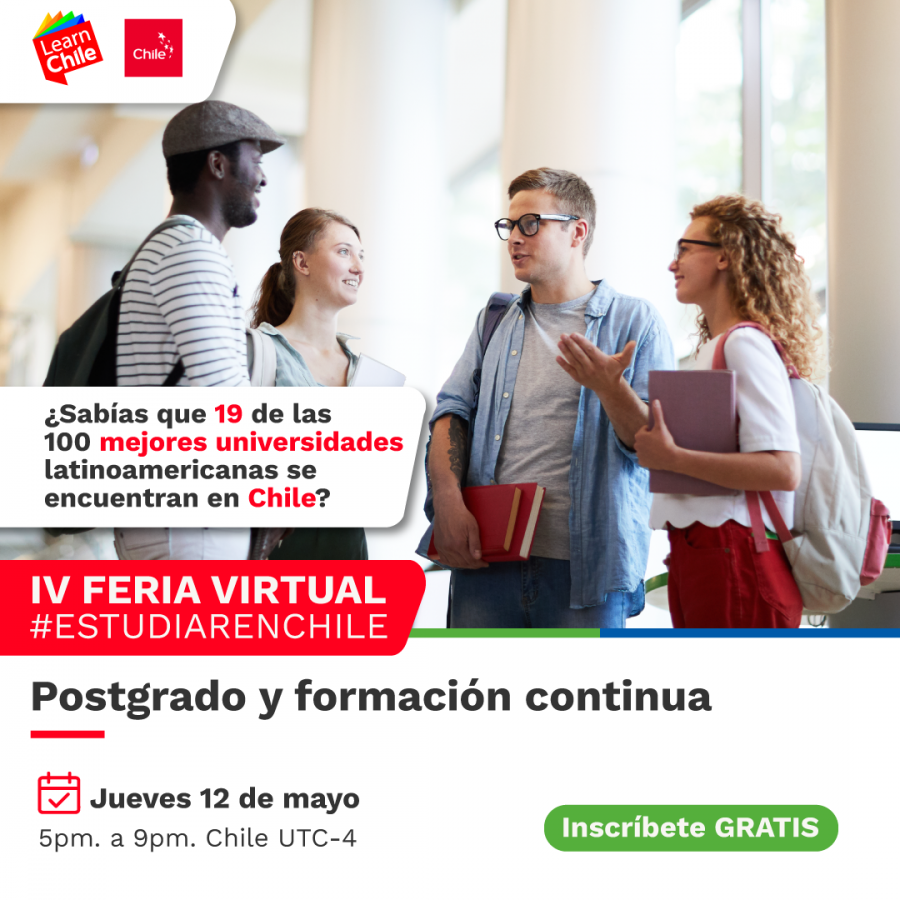 12 de mayo: IV Feria Virtual Estudiar en Chile: postgrado y formación continua