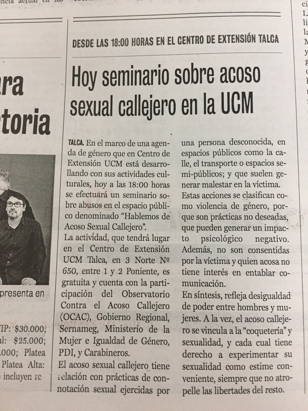 De Julio En Diario La Prensa Hoy Seminario Sobre Acoso Sexual Callejero En La UCM